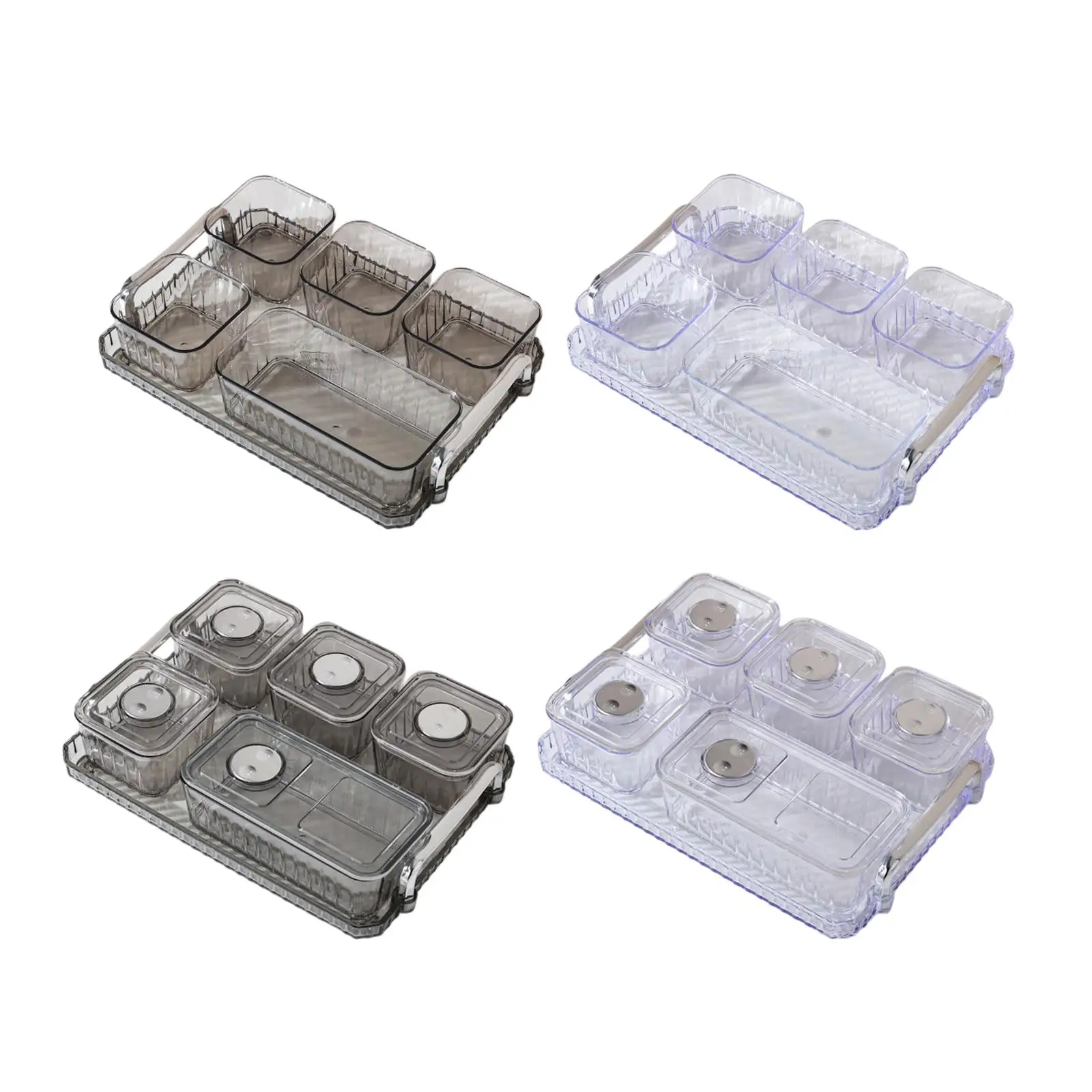 

Acrylic Snack Serving Tray, Caddy Serving Platter Condiment Tray, Serving Bowls with Tray