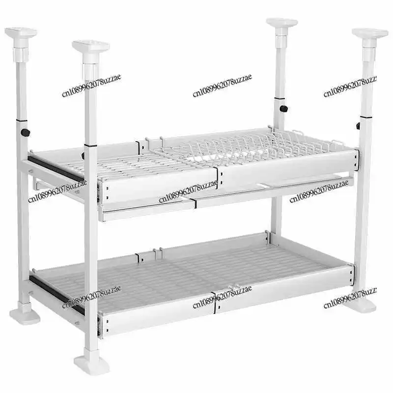 Kitchen Cabinet Drawer Type Pull Basket Dish Rack Non-punching Pull-out Shelf Slide Rail Storage Shelf Push-pull Type
