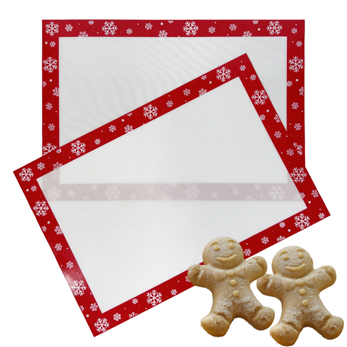 Silikon-Backmatte für Weihnachten, antihaftbeschichtete Backmatte mit Schneeflocken-Muster, zum Ausrollen von Teig, Fondant, Thekenmatte