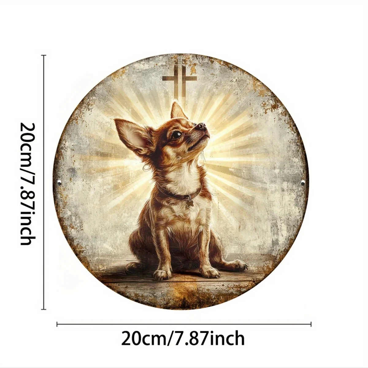 1 Piece Chihuahua Prayer Aluminum Metal Round Tin Sign - Vintage Nostalgic Home Decor, Garden, Men's Exclusive Space - Inspirational Sign