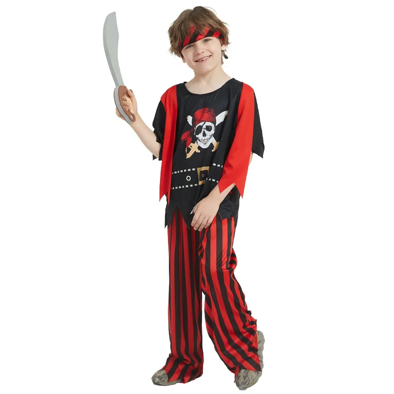 Boys Pirate Costume Halloween  Birthday Carnival Party Kids Dress Up Costume Vintage Pirate Clothing Set