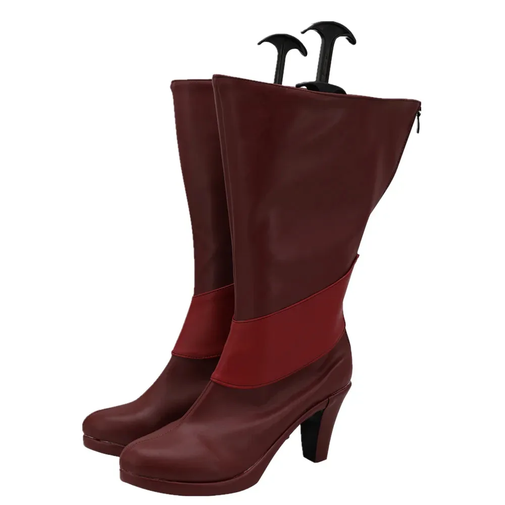 Sapatos de couro de salto alto Alastor para homens, Anime Cosplay Boots, vermelho, personalizado, masculino