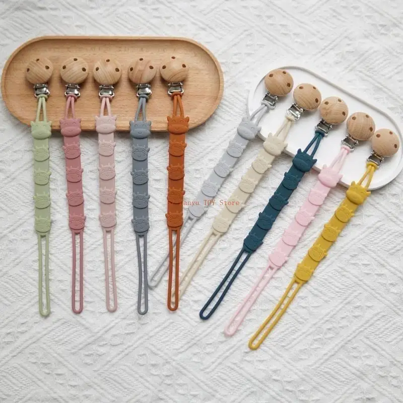 

96GC Cartoon Silicone Baby Pacifier Chain Pacifier Hold with Plastic Clip Gift