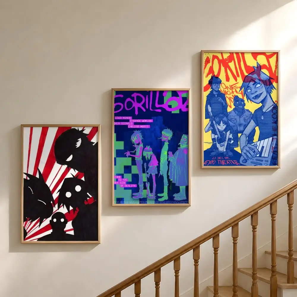 Band Gorillaz 2-D Murdoc Noodle Russel Poster Waterproof HD Modern Peel And Stick Wall Decor Bedroom Living Room Dorm Office