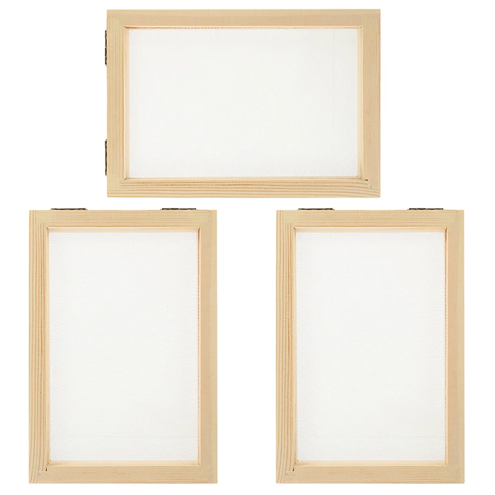 

3 Pcs Paper Frame Making Screen Educational Toy Picture Mold Craft Handicraft Wooden Copper DIY Crafting Mould Child A4