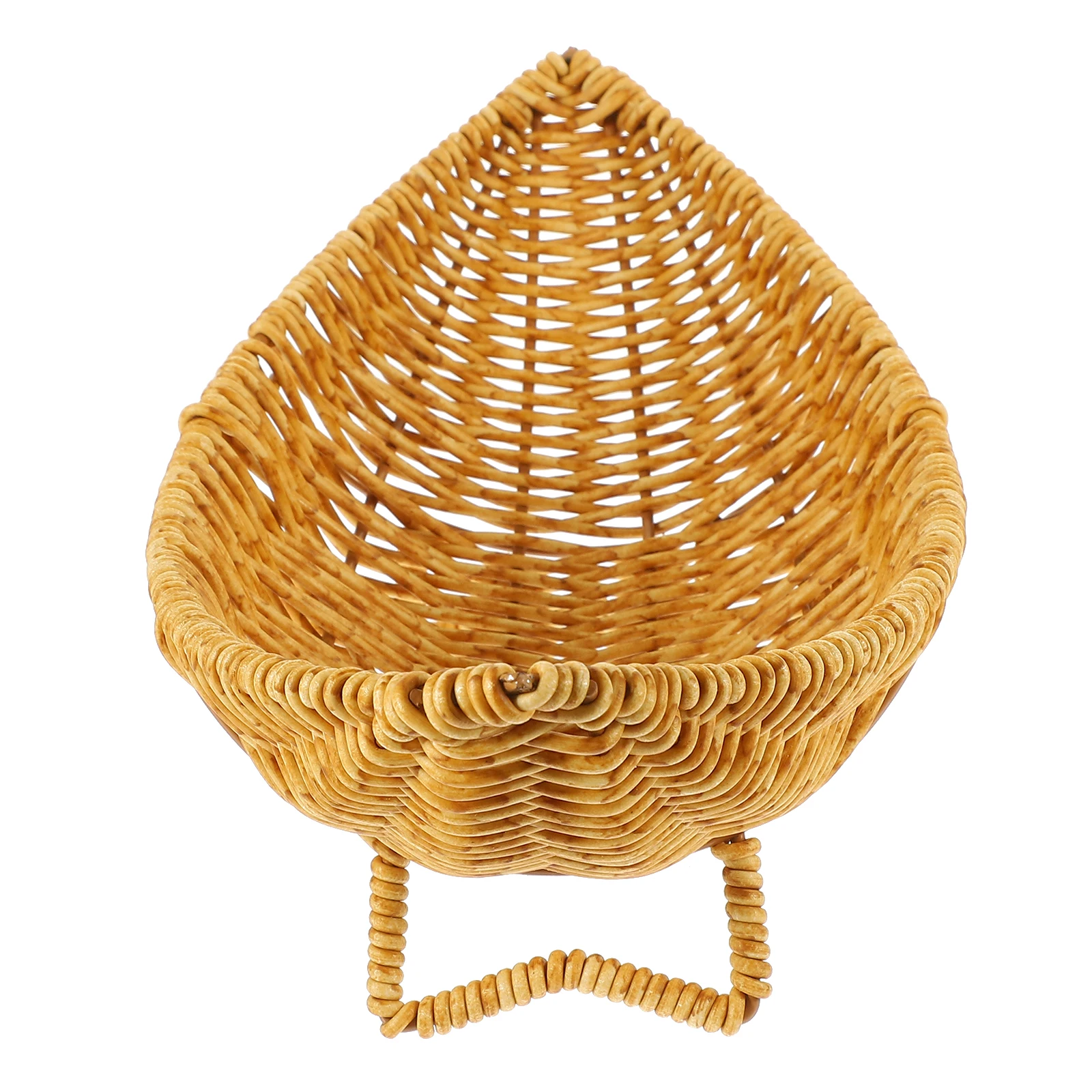 

1pc Fruit Basket Decorative Imitation Rattan Tray Manual Bread Container Woven Snack Holder Kitchen Storage Household Practical