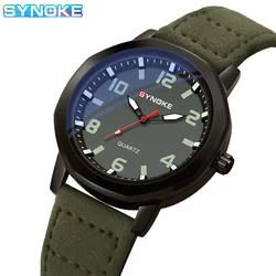 Men'S Business Casual Quartz Watch, Waterproof Pu Leather Strap SYNOKE Brand Watch