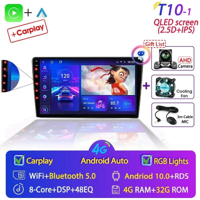 Srnubi Autoradio 2 Din Android 12 Auto Carplay Universele 7 "9" Multimedia Speler voor Nissan Honda Toyota Lada Volkswagen Hyundai
