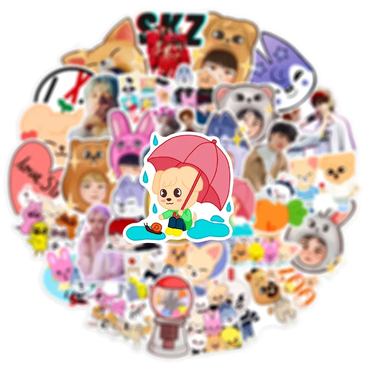 50Pcs Cute Skz Stickers Cartoon Kpop DIY Stickers Scrapbooking Phone Luggage Skateboard Waterproof Decals view 4