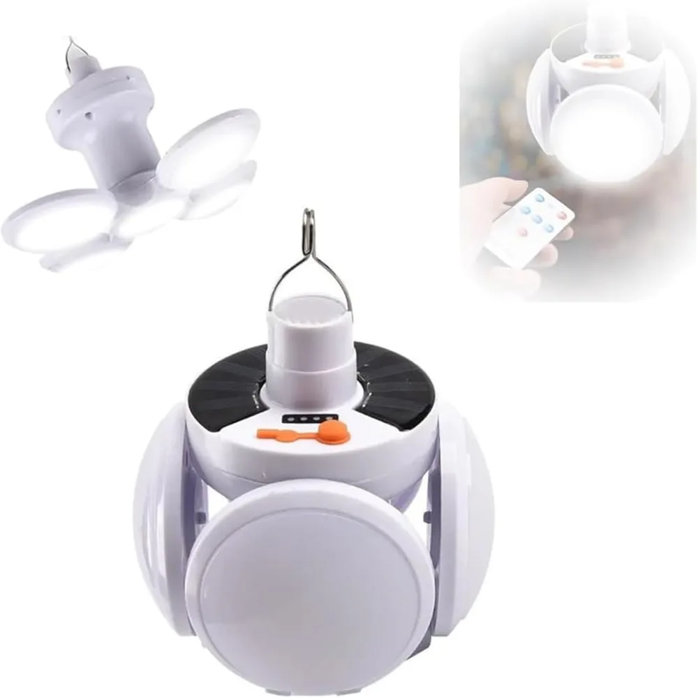 

New 2 in 1 Folding Solar Lamp With Remote With hook Camping Light Portable 5 Mode LED Emergency Light Indoor Use