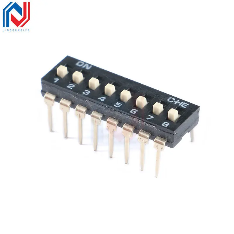 Slide Type SMT SMD Dip Switch Toggle 2.54mm 2Row 4Pin 2 Position/8 Pin 4 Position/ 16Pin 8 Position black Switch Gold Plated Pin