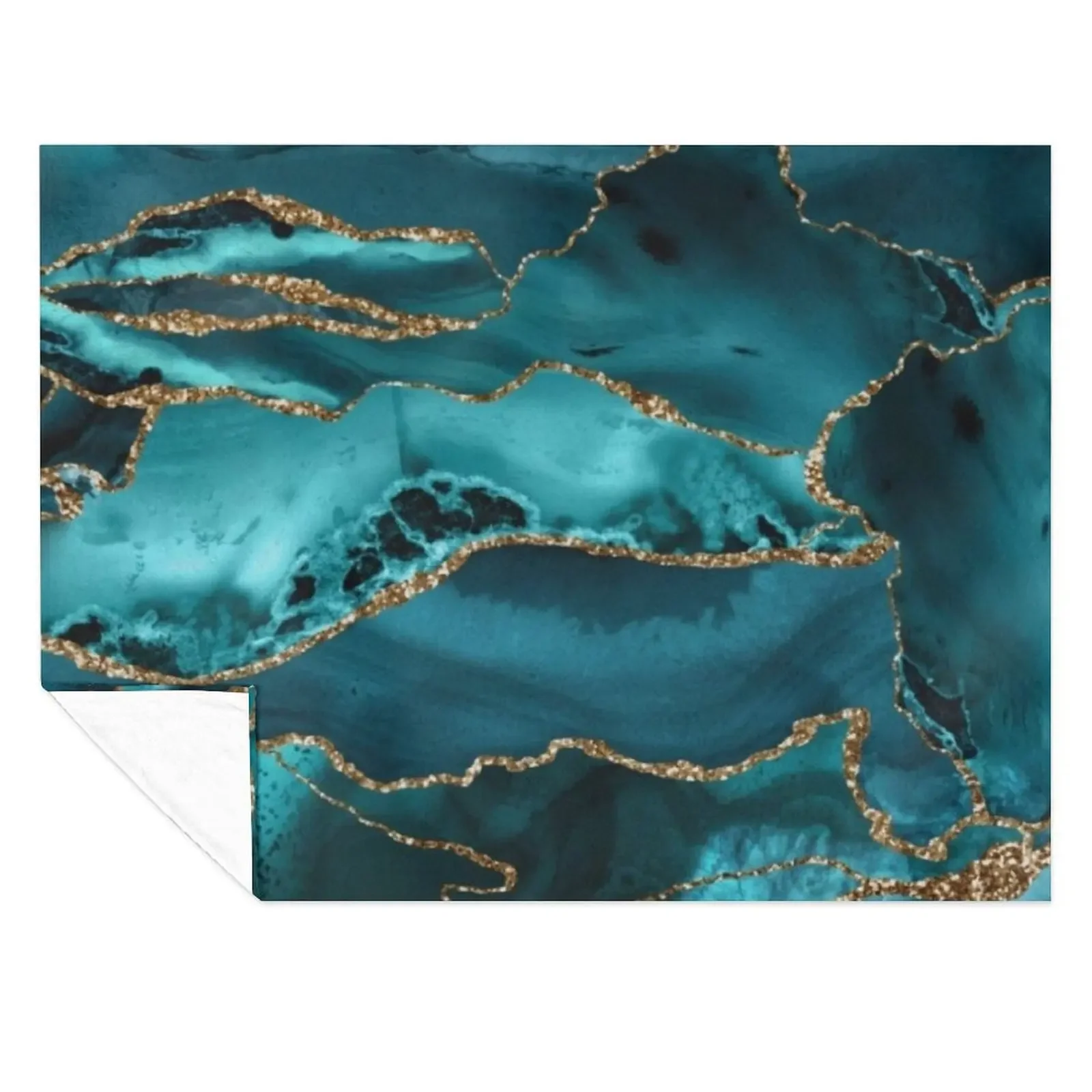 

Luxurious Turquoise Blue and Gold Shimmer Agate Throw Blanket Weighted Sofas Baby For Sofa Thin Blankets