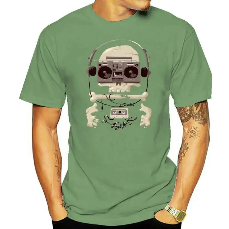 

Skull Recorder Doombox Tape Cassette Prevalent Print Tee Shirt Short Sleeve 100% Cotton O-Neck Male T Shirt Hiphop Free Shipping