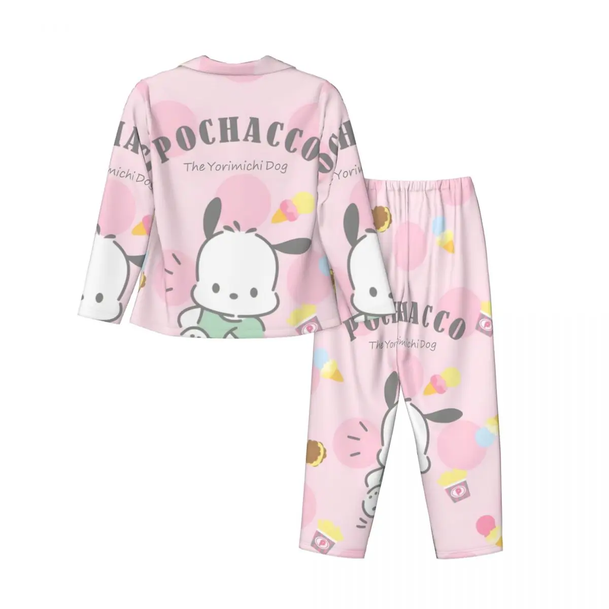 P-ochacco Women's Pajamas Set Button Down Pajama 2 Piece Suit Pyjama Femme Nightwear Loungewear