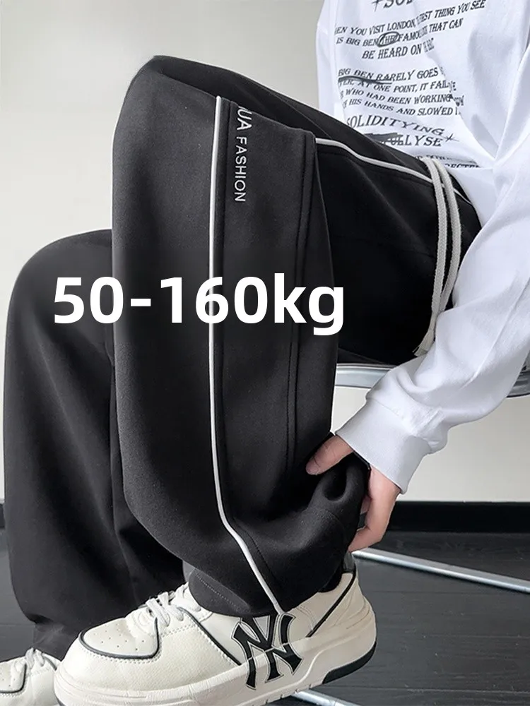 

Американские повседневные брюки больших размеров, мужские весенне-осенние модные свободные широкие брюки, мужские спортивные прямые длинные брюки