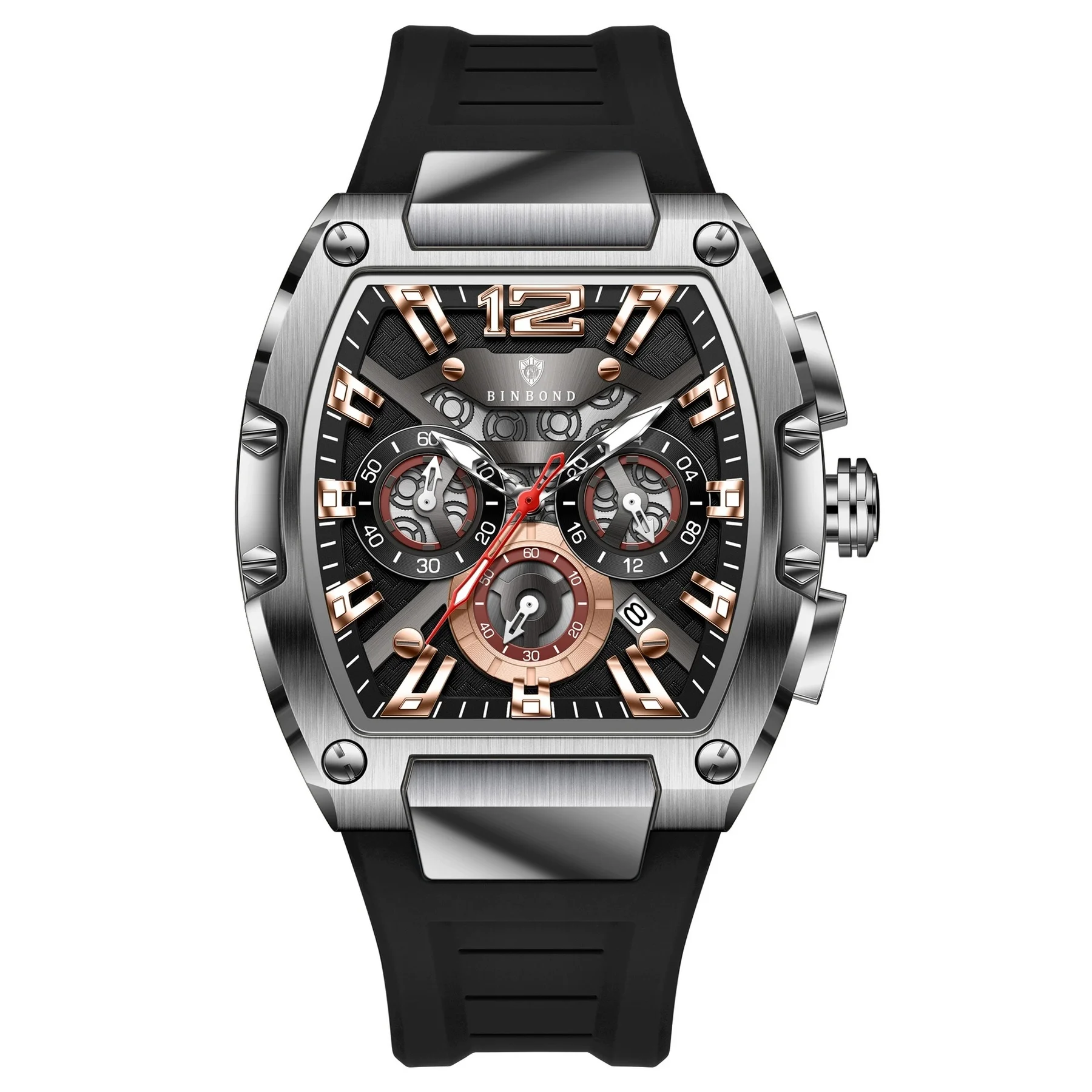 BINBOND 213 Fashion Sports Quartz Watches for Man Multifunction Chronograph Watch Luminous 30M Waterproof Casual Men Wristwatch