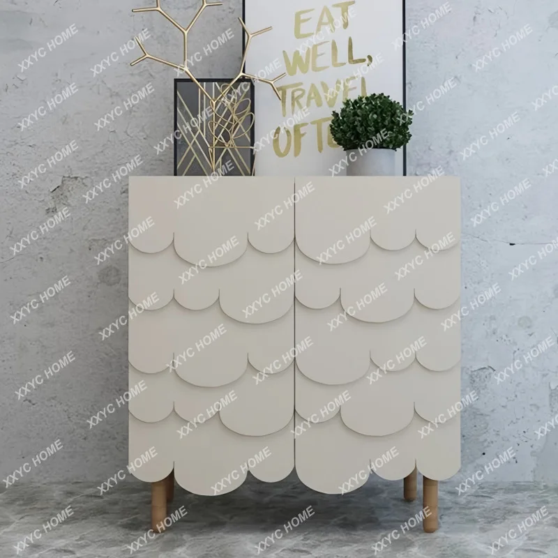 A  paint dining side cabinet solid wood entrance cabinet shoe cabinet modern simplicity