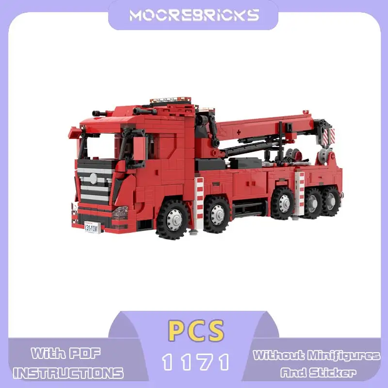 MOC Heavy-Duty Rotator Wrecker Truck Building Blocks Set Roadside Assistance Engineering Rescue Vehicle Model Adult Gift