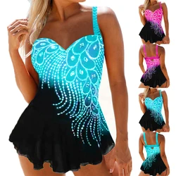 Tankini estampado para mujer, traje de baño de dos piezas, conjunto de Bikini, ropa de playa, verano 2023