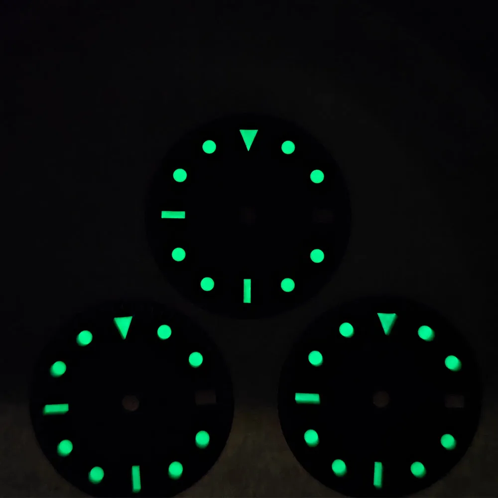 قرص ساعة 29 ملم NH35 قرص أخضر مضيء لملحقات ساعة الحركة الميكانيكية الأوتوماتيكية NH35