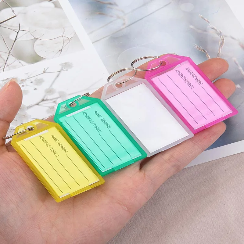   10 ~ 50 قطعة سلسلة المفاتيح العلامات الرئيسية التسمية مع حلقة سبليت DIY بها بنفسك مرقمة اسم الأمتعة علامة معرف تسمية اسم العلامات البلاستيك الملون Tmz #4
