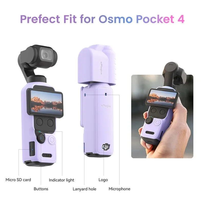 For DJI OSMO POCKET 4 Camera Multi-Color Silicone Case Lens Screen Cover Anti-lost Rope Pocket4 All-round Protective Accessories
