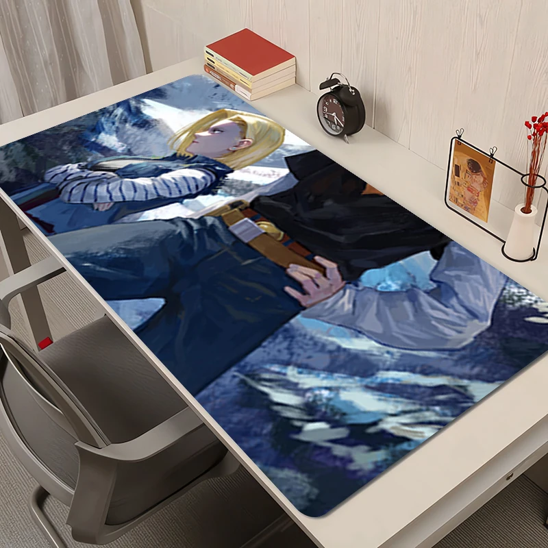 Alfombrilla de ratón, accesorios para PC de oficina, alfombrilla extendida con patrón de Anime, alfombrilla de escritorio antideslizante Dragon Ball Android 18, alfombrilla de goma para ratón, alfombrillas para juegos