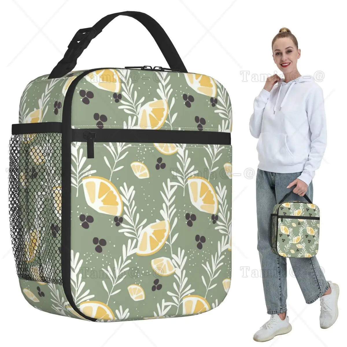 Beach Lemon And Rosemary Insulated Lunch Bag for Kids School Cooler Thermal Food Box Tote Leakproof Lunch Boxes Container