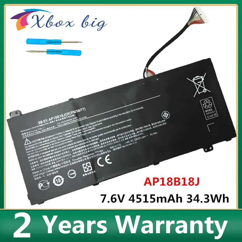 

AP18B18J Laptop Battery For ACER A3143233 2ICP6/55/77 7.6V 34.31WH 4515mAh