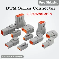 10Sets DTM Series Connector Deutsch 2/3/4/6/8/12PIN Male Female Head Wiring Terminal Wiring Harness Docking Plug DTM04-12PA ο»Ώ