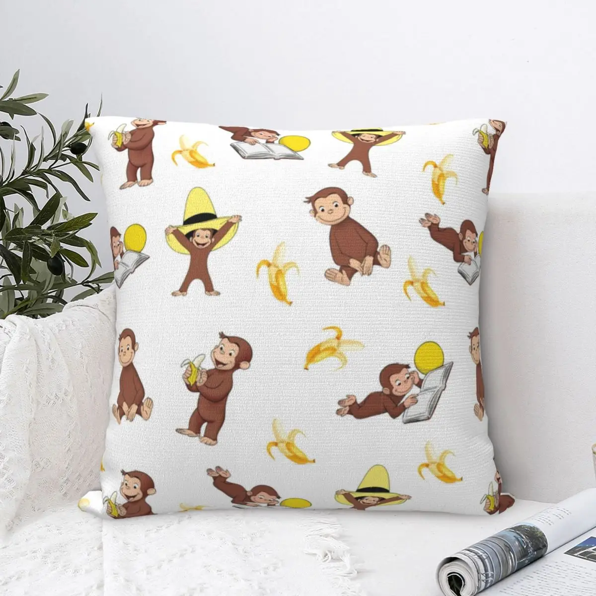 George The Curious Monkey Pillowcase Printed Polyester Cushion Cover cartoon for kids TV Series Throw Pillow Case Cover Home 18\