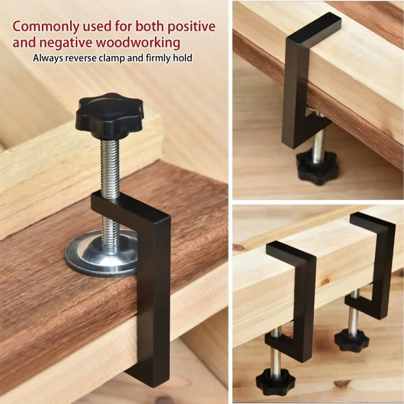 Set of 2,Portable Woodworking C-clamp 10-57mm Adjustable C-Type Hardware Jig Cabinet Installation Clamp Front Drawer Fixing Clip