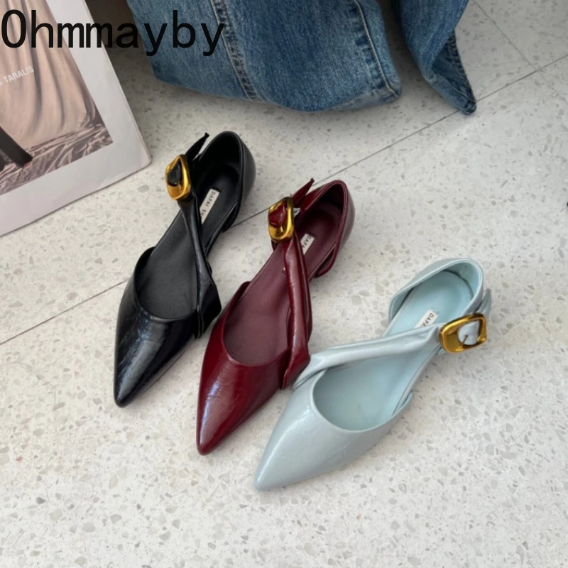 

Designer Summer Thick Heel Women Sandals Sexy Pointed Toes Soft Sole Shoes Elegant Party Dress Female Commuter Sandalias