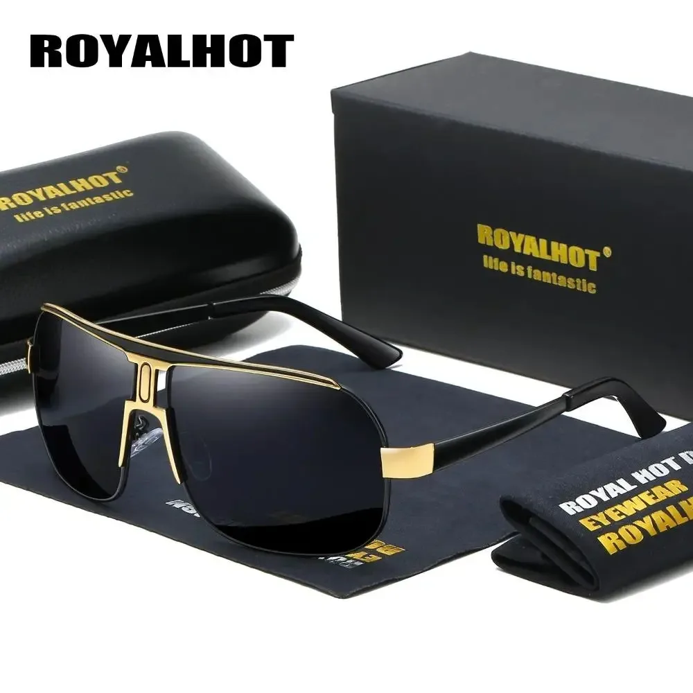 

RoyalHot Men Women Polarized Alloy Square Oversized Frame Sunglasses Driving Sun Glasses Shades Oculos Masculino Male 60041