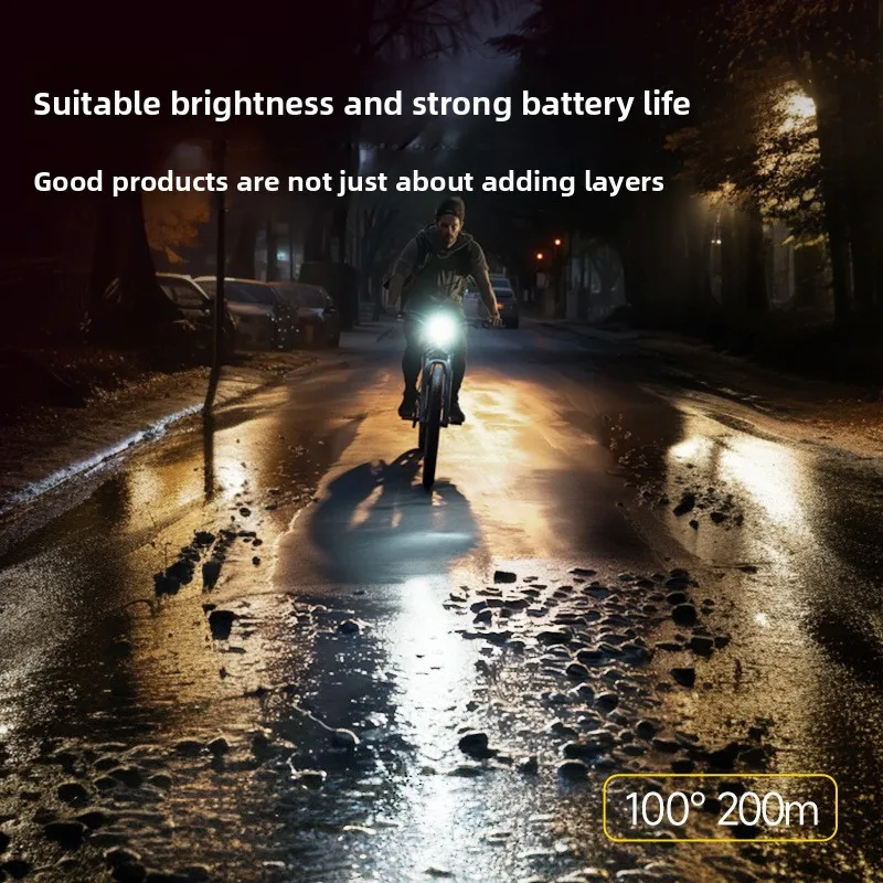 High-Lumen Bike Light, USB Rechargeable Bicycle Headlight with Rainproof Design for Night Cycling