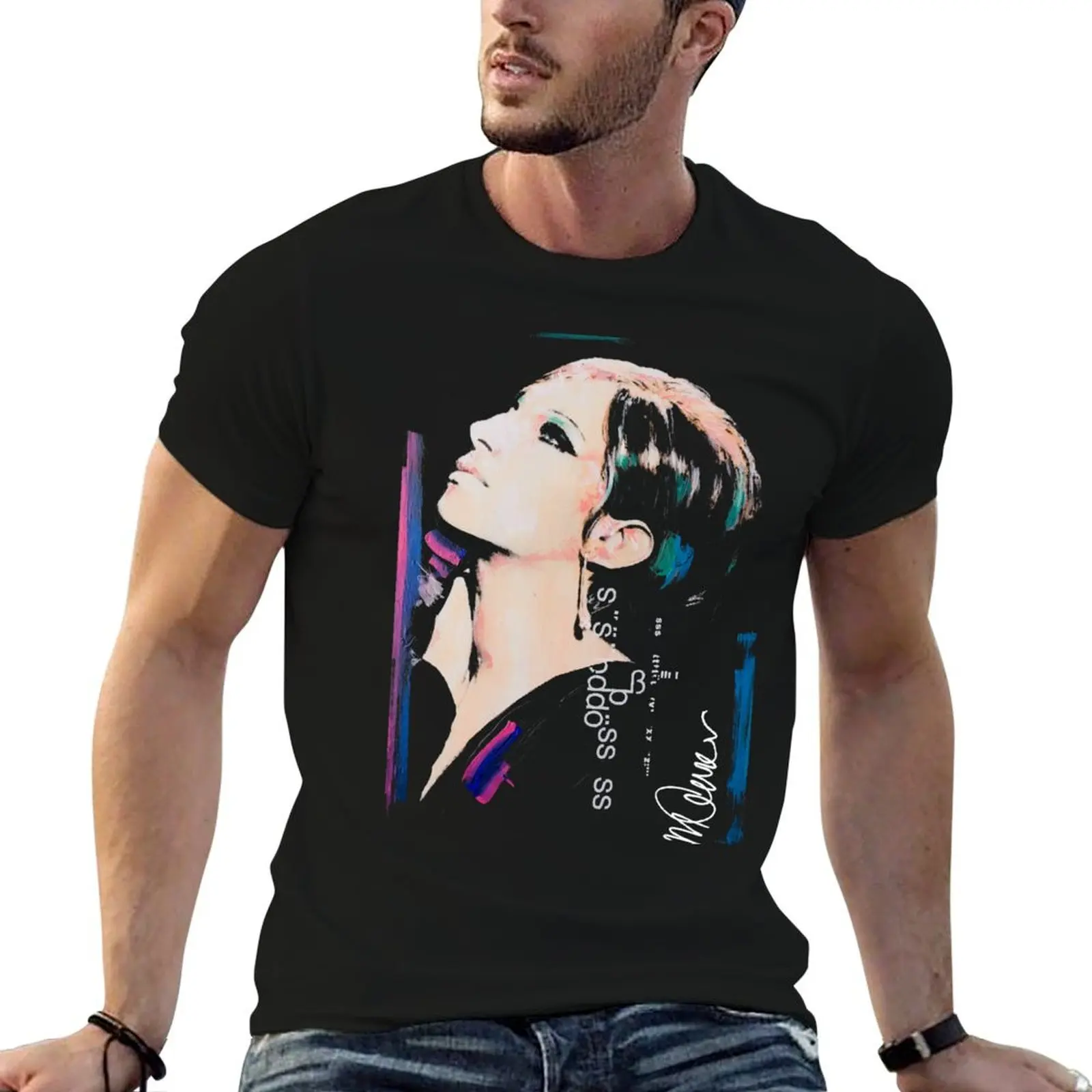 Barbra Streisand Abstract Portrait – Camiseta masculina icônica da diva da expressão artística, camiseta masculina de verão, camiseta de algodão
