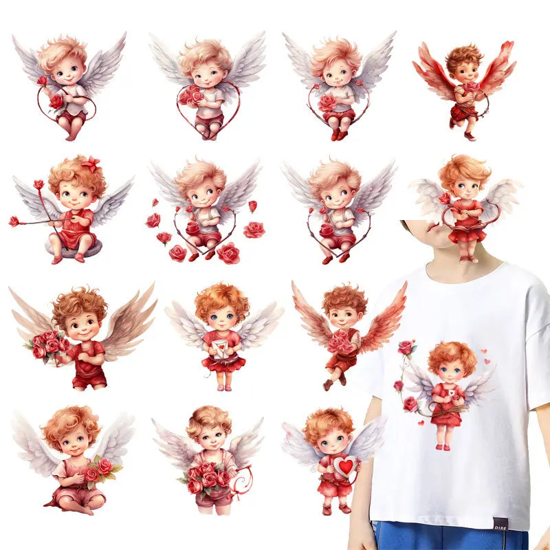 Cartoon cute little angel DTF Thermo Sticker Decals Heat Transfer On Clothes Iron On Patch For Hoodies Press Printing