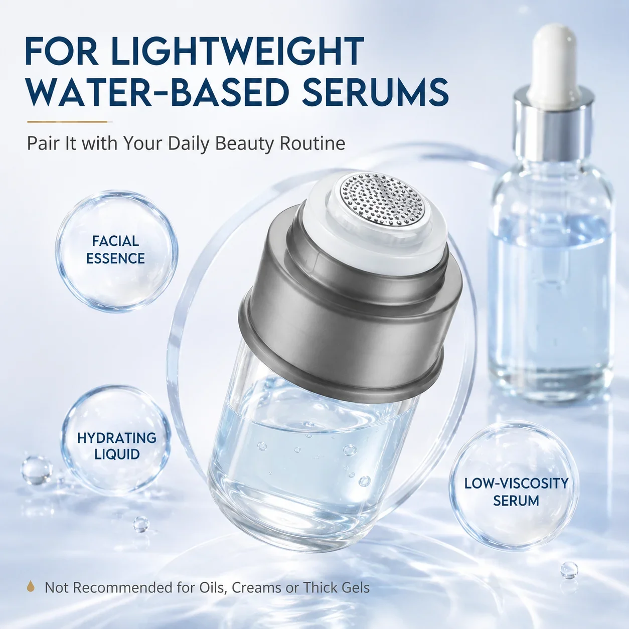 5ML 6D Microcrystal Serum Applicator Bottle Refillable Press Dispensing Skincare Essence Tool for Face Body Home Salon Travel - view 4