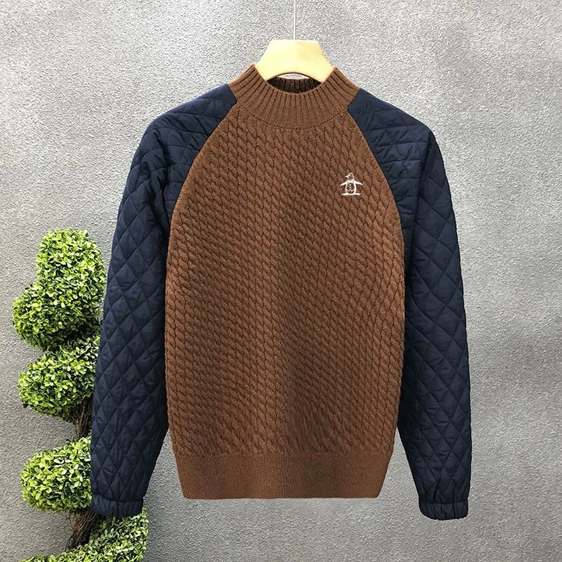 High Quality Golf Sweater Men's Golf Wear 2024 Autumn Winter New Golf Jumper Fashion Windproof Knit Golf Top Men Golf Clothes 명품