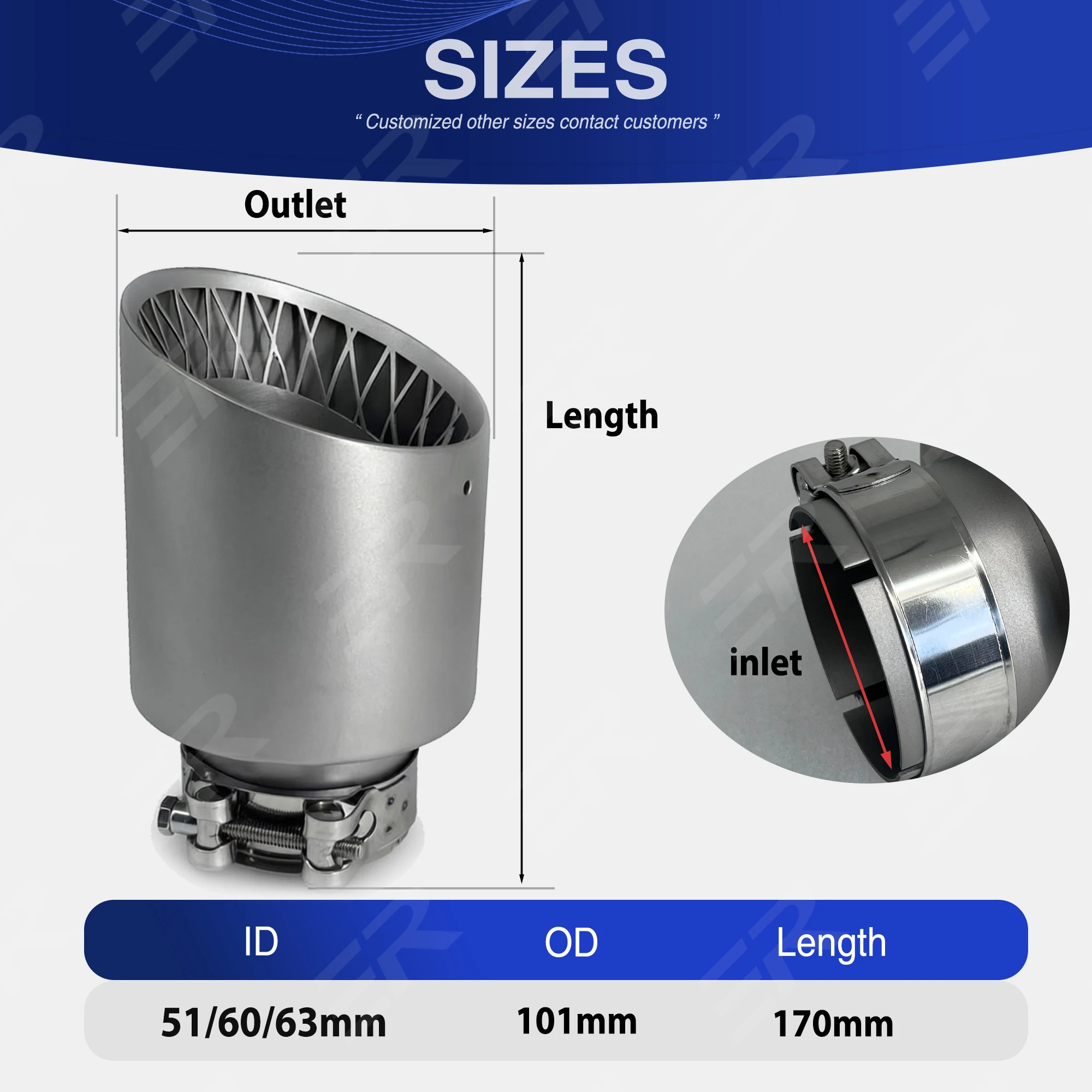 1pcs ER Upgrade car accessories Exhaust Tip Muffler pipe Modify Stainless Steel for universal automotive Nozzle decoration