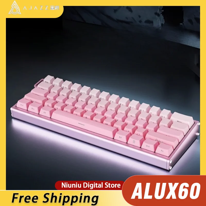 

AJAZZ ALUX60 Магнитный переключатель клавиатуры 8K 0,125MS RT Проводная RGB с возможностью горячей замены GASKET 0,01 мм Изготовленная на заказ алюминиевая механическая клавиатура для ПК