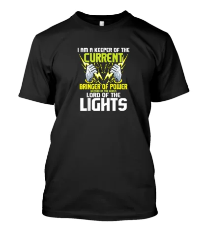 NEW I Am A Keeper Of The Current, Lineman Electrician Repairmen T-Shirt S-3XL