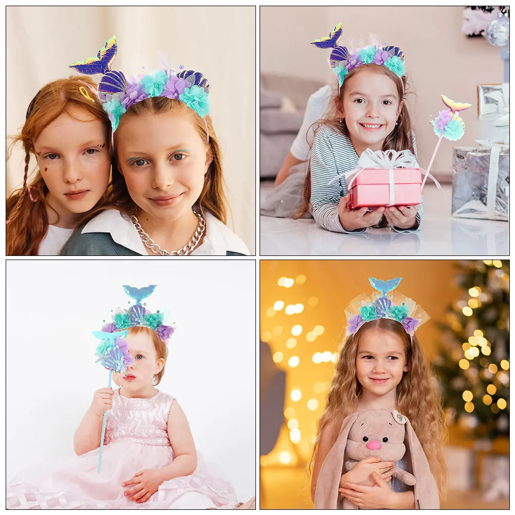 

Mermaid Headband Hair Little Accessories Birthday Decorations Plastic Headbands