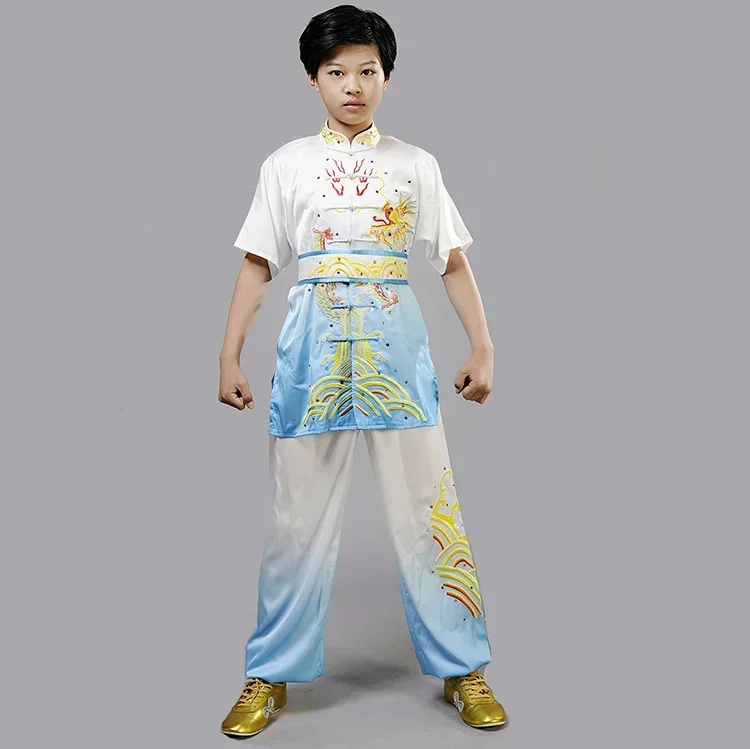 Custom Tailored Kung Fu Long Fist and Tai Chi Martial Arts Uniform for Competition Embroidered Dragon Clothes