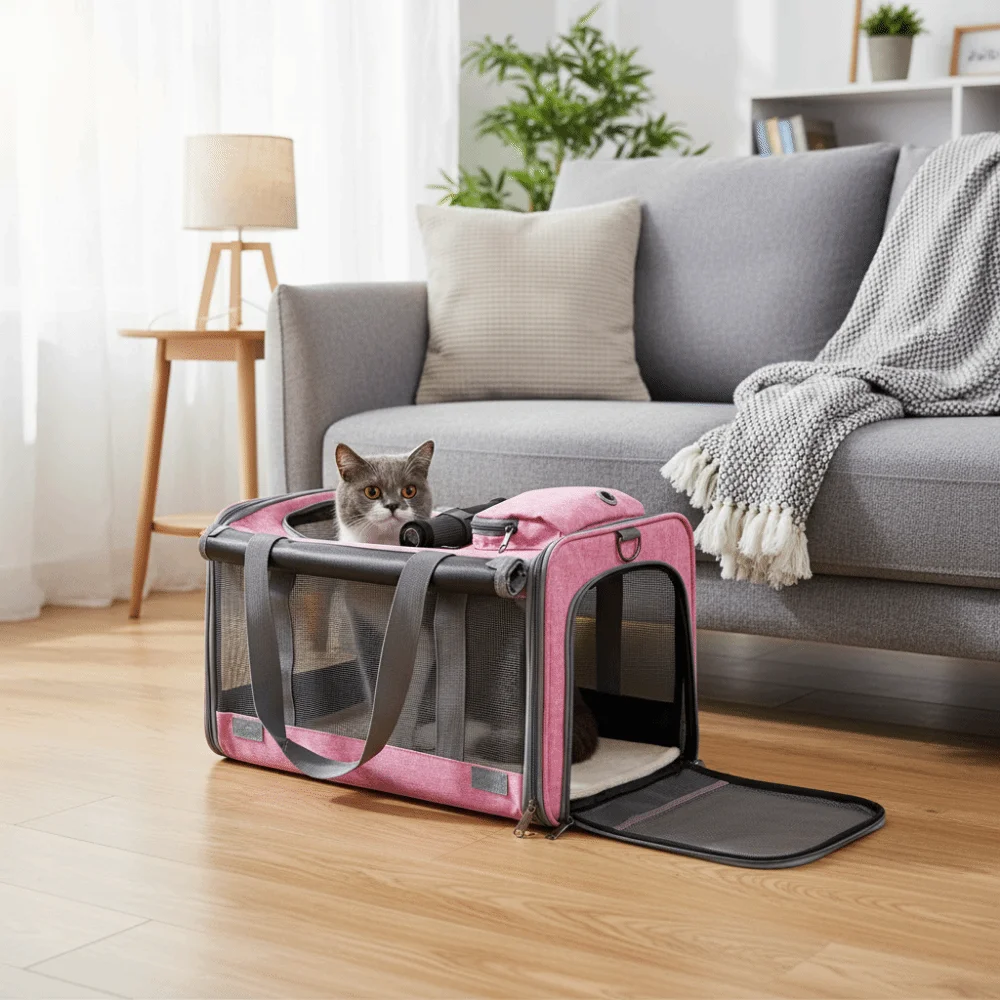 

Oxford Cloth Cat Carrier Handbag Soft Sided Large Capacity Pet Carrying Bag Comfortable Foldable Pet Carrier