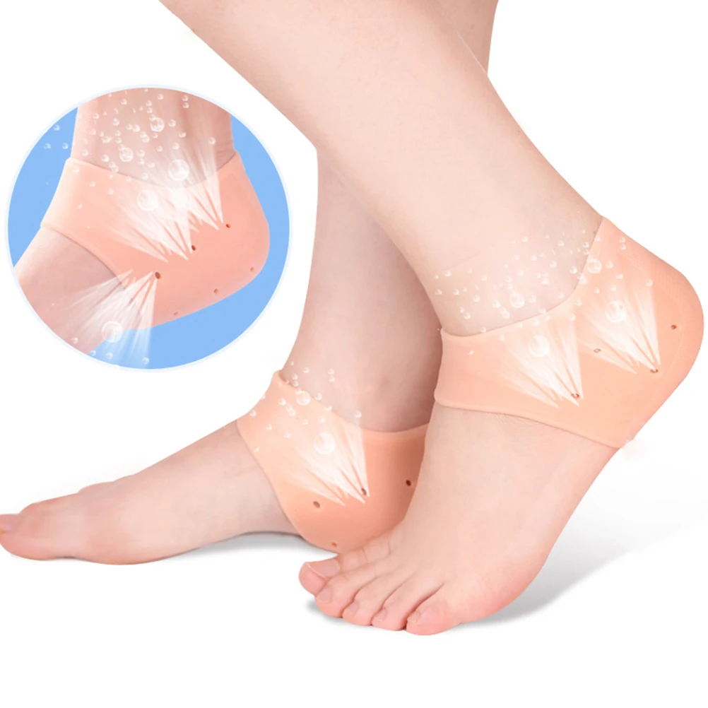 

Gel Heel Socks Reusable Washable Foot Skin Care Protector Silicone Pads Pain Relief Plantar Fasciitis Dry Skin Heel