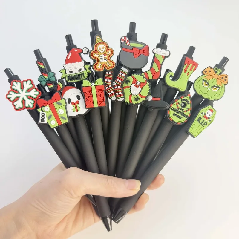 20/30pcs  Creative, simple, and cute Halloween-themed retractable gel pen with funny ghost faces and pumpkin designs Random Colo