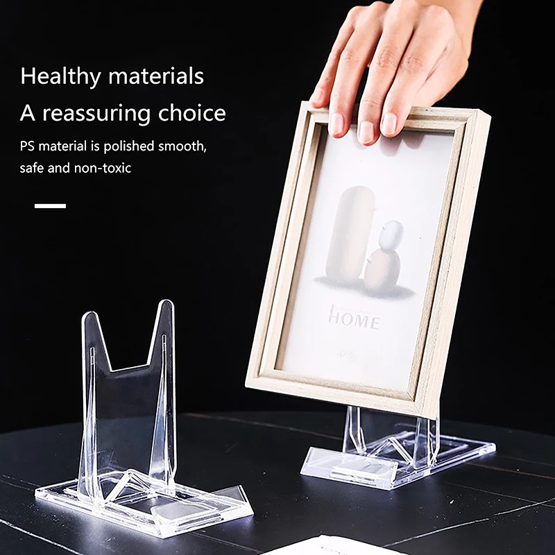 Clear Display Easels Adjustable Transparent Plastic Plate Holder Stand Pictures Frame Rack Wedding Birthday Home Decoration