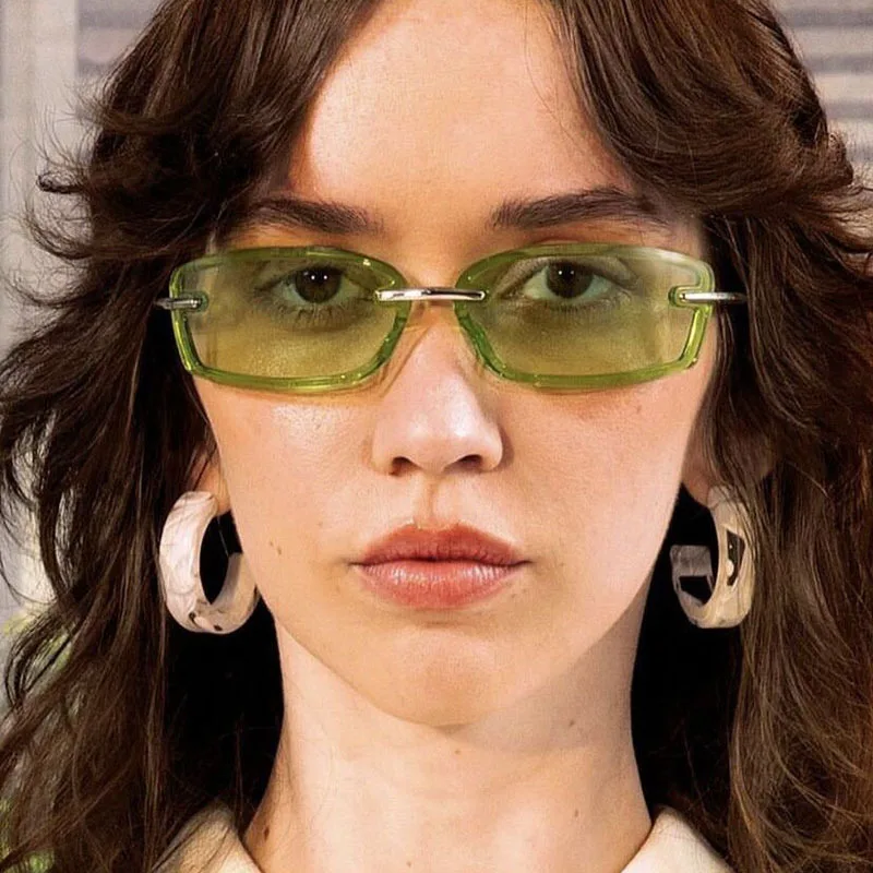 

Frameless Square Spring and Summer Bright Fashion Women's Sunglasses Are Suitable for Daily Vacation Beach Accessories