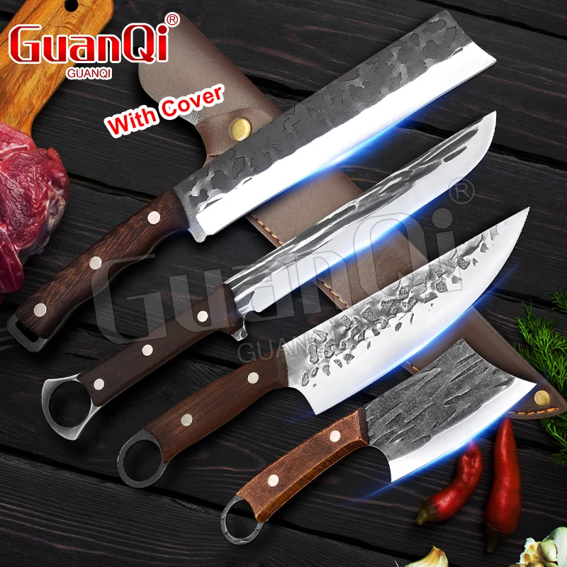 

Handmade Forged Knife High-carbon Clad Steel Butcher Cleaver Knife With Wooden For Kitchen Chef Deboning Cooking Knives